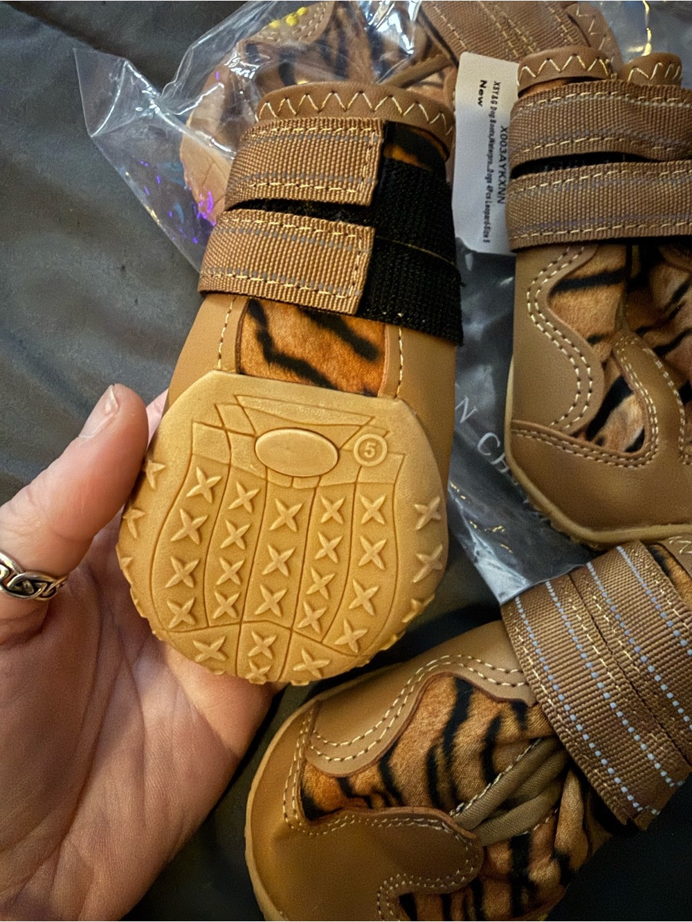 Brown Tiger-Print Dog Boots (Set of 4)